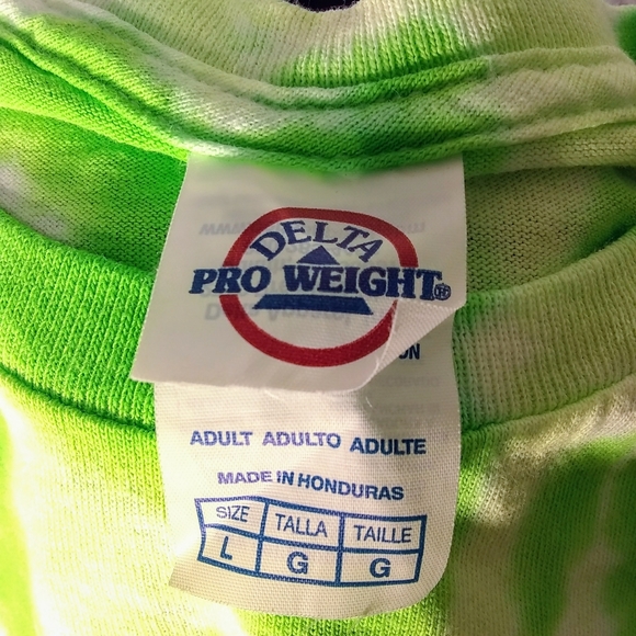 Delta Boutique Tie Dye Neon Green Boho Large T-shirt - Picture 9 of 10